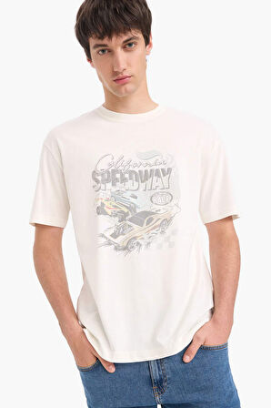 DeFacto %100 Pamuk Hot Wheels Boxy Fit Bisiklet Yaka Kısa Kollu Tişört E3274AX25SMER105