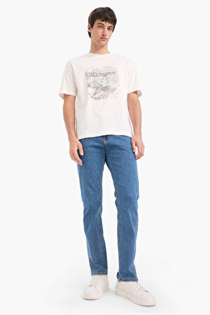 DeFacto %100 Pamuk Hot Wheels Boxy Fit Bisiklet Yaka Kısa Kollu Tişört E3274AX25SMER105