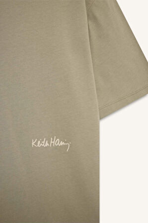 DeFacto %100 Pamuk Haring Boxy Fit Bisiklet Yaka Sırt Baskılı Kısa Kollu Tişört E3256AX25SMKH488