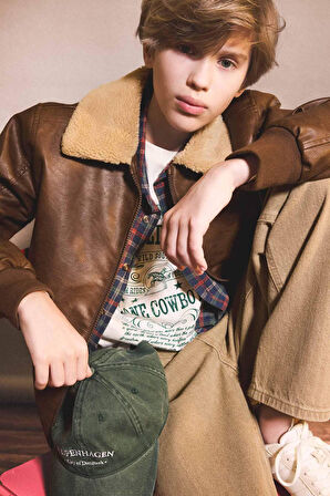 Erkek Çocuk Polo Yaka Pelüş Astar Fermuarlı Mont