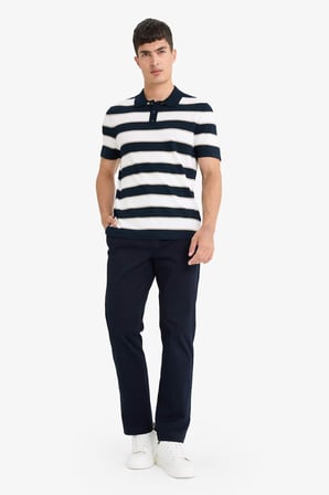 DeFacto Standart Fit Polo Yaka Çizgili Kısa Kollu Triko Tişört E5439AX25SPNV64