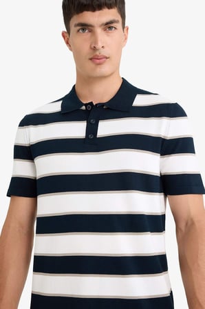 DeFacto Standart Fit Polo Yaka Çizgili Kısa Kollu Triko Tişört E5439AX25SPNV64