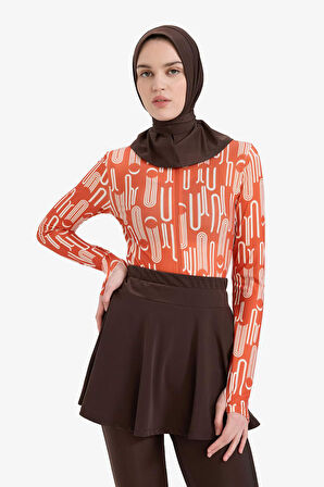 Regular Fit Baskılı Hızlı Kuruyan Su İtici 5'li Burkini Takım