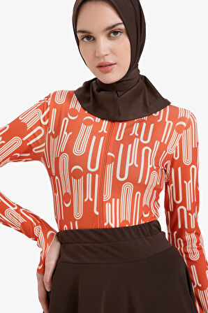 Regular Fit Baskılı Hızlı Kuruyan Su İtici 5'li Burkini Takım