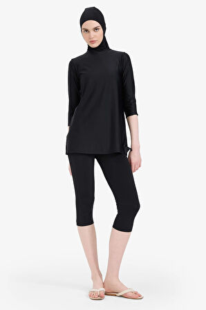 Regular Fit 4'lü Basic Düz Burkini Tesettür Mayo Takım
