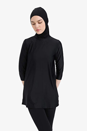 Regular Fit 4'lü Basic Düz Burkini Tesettür Mayo Takım

