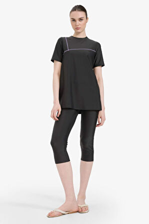 Regular Fit 4'lü Basic Düz Burkini Tesettür Mayo Takım
