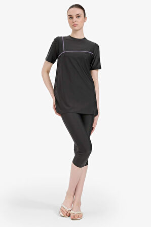 Regular Fit 4'lü Basic Düz Burkini Tesettür Mayo Takım
