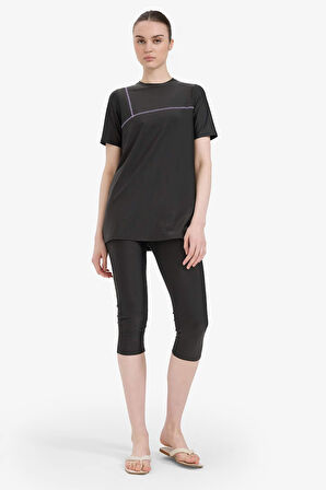 Regular Fit 4'lü Basic Düz Burkini Tesettür Mayo Takım
