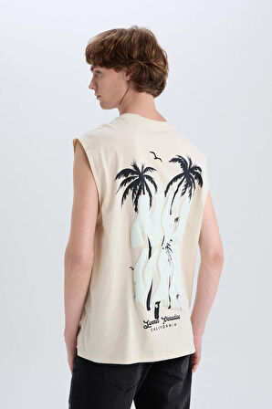 DeFacto %100 Pamuk Boxy Fit Sırt Baskılı Bisiklet Yaka Atlet E3223AX25HSBG33