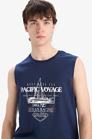 DeFacto %100 Pamuk Regular Fit Bisiklet Yaka Baskılı Atlet E3219AX25HSNV256