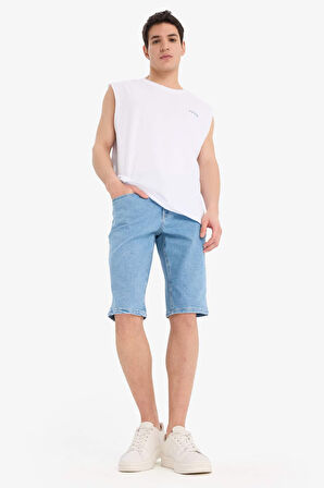 %100 Pamuk Boxy Fit Sırt Baskılı Bisiklet Yaka Atlet