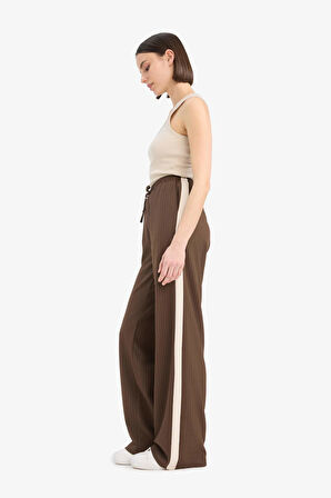 Coool Wide Leg Çizgili Kumaş Pantolon Normal Bel