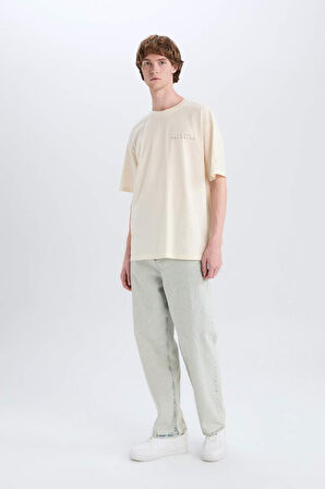 DeFacto %100 Pamuk Vikings Valhalla Boxy Fit Bisiklet Yaka Sırt Baskılı Kısa Kollu Tişört E3278AX25SMER83