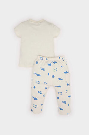 DeFacto Erkek Bebek 2'li Takım Baskılı Kısa Kollu Waffle Tişört Beli Lastikli Alt E7933A525SMER98