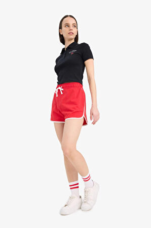 Coool Regular Fit Esnek Belli Bağcıklı Kalın Kumaş Mini Şort