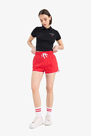 Coool Regular Fit Esnek Belli Bağcıklı Kalın Kumaş Mini Şort