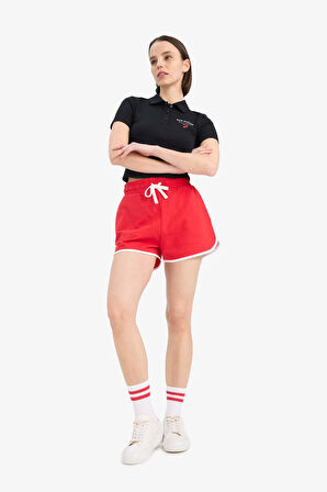 Coool Regular Fit Esnek Belli Bağcıklı Kalın Kumaş Mini Şort