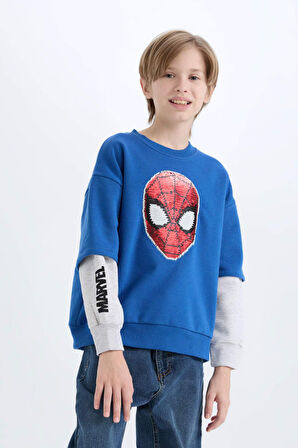 DeFacto Erkek Çocuk Marvel Spiderman Oversize Geniş Kalıp Bisiklet Yaka Sweatshirt D6813A824WNBE464