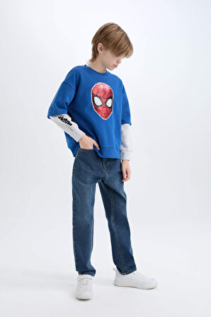 DeFacto Erkek Çocuk Marvel Spiderman Oversize Geniş Kalıp Bisiklet Yaka Sweatshirt D6813A824WNBE464