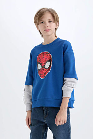DeFacto Erkek Çocuk Marvel Spiderman Oversize Geniş Kalıp Bisiklet Yaka Sweatshirt D6813A824WNBE464