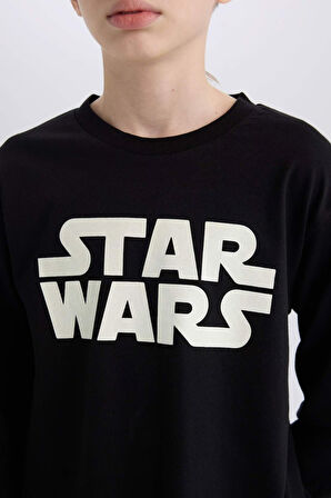 DeFacto Erkek Çocuk Star Wars Pijama Takımı Bisiklet Yaka Uzun Kollu Üst Uzun Alt D8572A824WNBK81