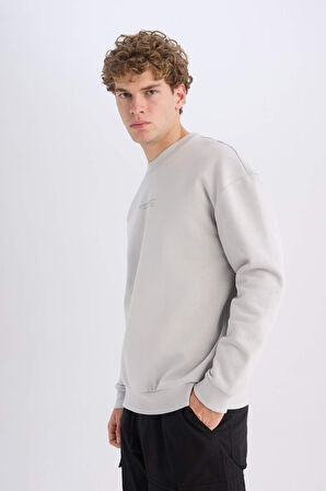 DeFacto Boxy Fit Bisiklet Yaka Baskılı Sweatshirt X8282AZ24AUGR184