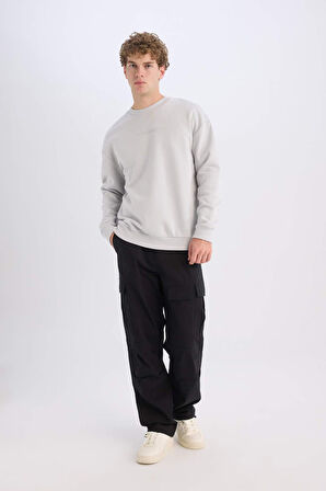 DeFacto Boxy Fit Bisiklet Yaka Baskılı Sweatshirt X8282AZ24AUGR184