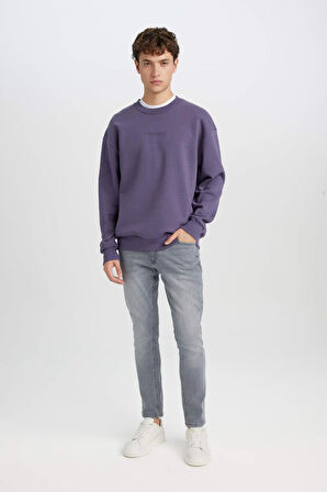 DeFacto Boxy Fit Bisiklet Yaka Baskılı Sweatshirt X8282AZ24AUPR493