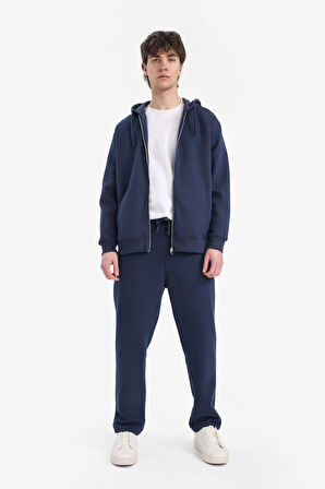 Regular Fit Fleto Cepli Düz Paça Kalın Sweatshirt Kumaşı Eşofman Altı