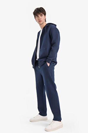 Regular Fit Fleto Cepli Düz Paça Kalın Sweatshirt Kumaşı Eşofman Altı