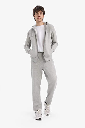 Regular Fit Fleto Cepli Düz Paça Kalın Sweatshirt Kumaşı Eşofman Altı