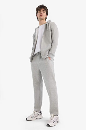 Regular Fit Fleto Cepli Düz Paça Kalın Sweatshirt Kumaşı Eşofman Altı
