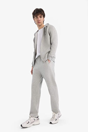 Regular Fit Fleto Cepli Düz Paça Kalın Sweatshirt Kumaşı Eşofman Altı