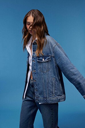 Oversize Geniş Kalıp Jean Ceket