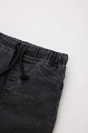 Erkek Bebek Düz Paça Beli Lastikli Basic Düz Jean Pantolon