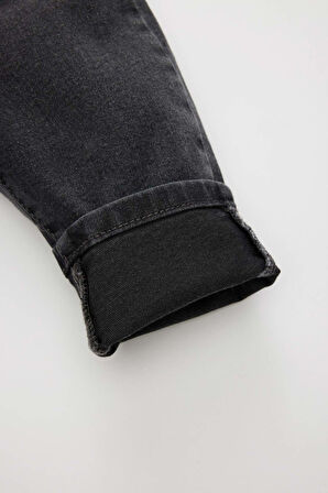 Erkek Bebek Düz Paça Beli Lastikli Basic Düz Jean Pantolon