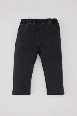 Erkek Bebek Düz Paça Beli Lastikli Basic Düz Jean Pantolon