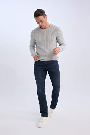 DeFacto Standart Fit Bisiklet Yaka Triko Kazak E0811AX24WNGR110