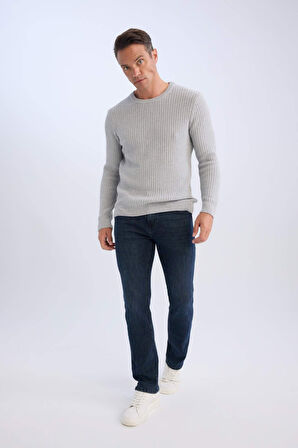 DeFacto Standart Fit Bisiklet Yaka Triko Kazak E0811AX24WNGR110