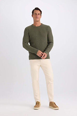 DeFacto Standart Fit Bisiklet Yaka Dokulu Triko Kazak E0811AX24WNGN852