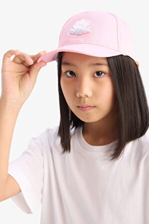Defacto D8427 Pembe Kız Çocuk 3D Pamuklu Cap Şapka