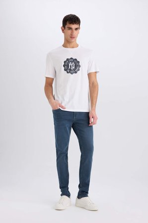DeFacto %100 Pamuk Regular Fit Bisiklet Yaka Pamuklu Baskılı Kısa Kollu Tişört D7935AX25SPWT34