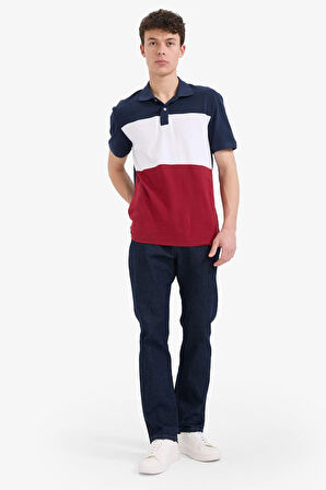 DeFacto %100 Pamuk Regular Fit Polo Yaka Bloklu Kısa Kollu Tişört D7940AX25SPNV135