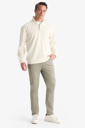DeFacto Comfort Fit Dik Yaka Dokulu Yarım Fermuarlı Waffle Sweatshirt D7543AX25SPER138