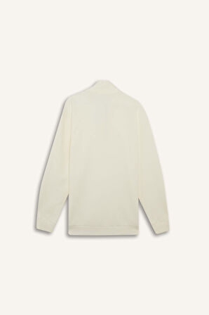 Comfort Fit Dik Yaka Yarım Fermuarlı Waffle Sweatshirt