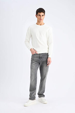 Regular Fit Bisiklet Yaka Jakarlı Sweatshirt
