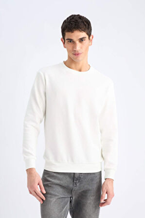 Regular Fit Bisiklet Yaka Jakarlı Sweatshirt