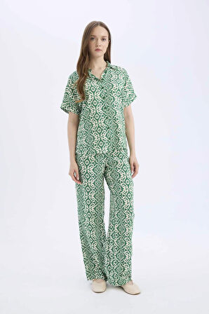 Regular Fit Desenli Kısa Kollu Gömlek