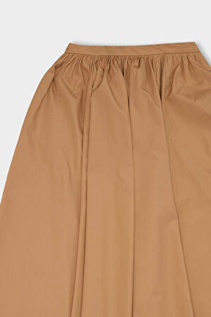 DeFacto A Kesim Beli Fermuarlı Basic Düz Poplin Kumaş Maxi Etek E0464AX24AUBG261